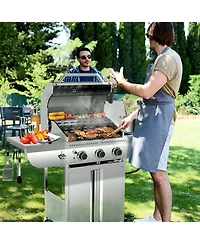 Cowsar 3-Burner Propane Gas Grill with Side Burner 34,000 Btu Stainless Steel Outdoor Bbq Grill, Cast Iron Grates, Portable for Patio, Camping