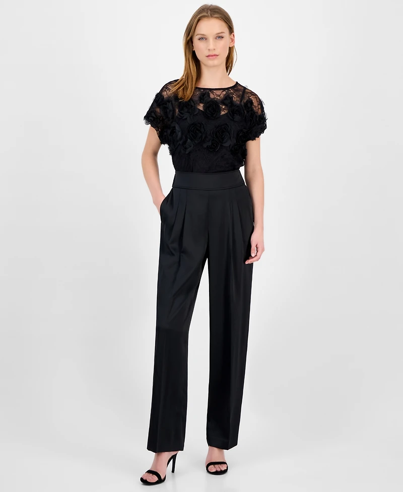 Anne Klein Women's Pull-On High-Rise Pleat-Front Pants