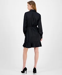 Anne Klein Women's Satin Ruffle-Hem Wrap Dress