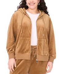 Vince Camuto Plus Velour Zip-Front Hoodie Jacket