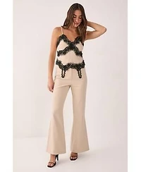 Nasty Gal Womens Pinstripe Lace Trim Tailored Dress