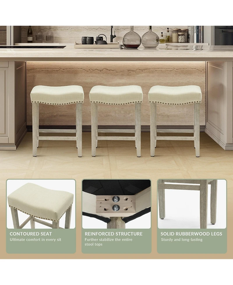 24" Upholstered Saddle Seat Counter Stool