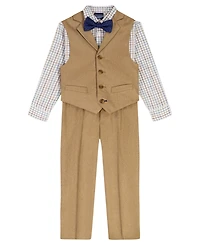 Nautica Boys 2T-7 4-Piece Herringbone Shirt, Pants, Tie and Vest Set
