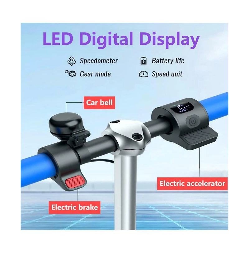 Kids' 180W Electric Scooter-led Display, Adjustable Speed & Height, 25.2Vdc 1A Power, 10 Mph Speed (50Hz/60Hz Compatible) | Colorful Lights Included