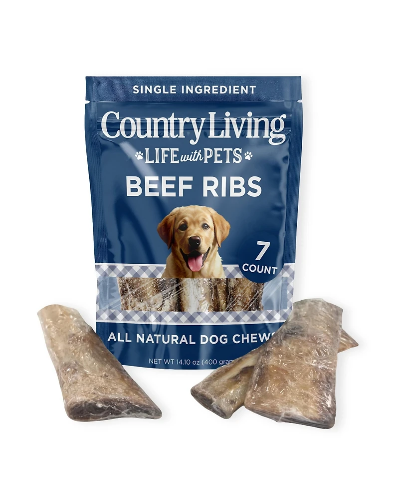 Country Living 4"-7" Rib Bones Dog Treats – 7 Count Bag – All-Natural