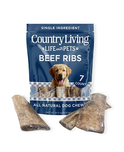 Country Living 4"-7" Rib Bones Dog Treats – 7 Count Bag – All-Natural