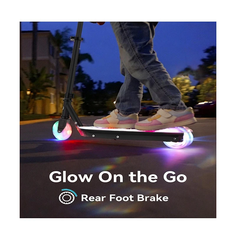 Kids Electric scooter-with Colorful Led Flash Wheels and Deck Lights, 14.6V 2.6AH, Kick-to-Start, Adjustable Speed and Height, Speed Range: 5 Mph, 3.5