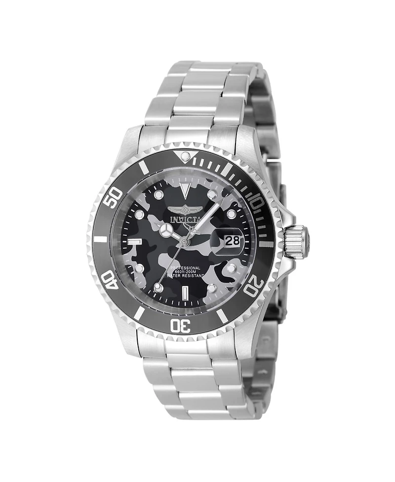 Invicta Men's 48566 Pro Diver Quartz 3 Hand Grey, Camouflage Dial Watch