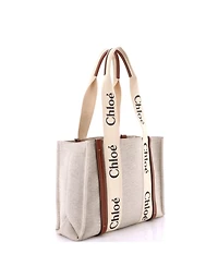 Pre-Owned Chloe Medium Woody Tote Canvas with Leather