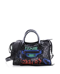 Pre-Owned Balenciaga Small City Graffiti Classic Studs Bag Leather