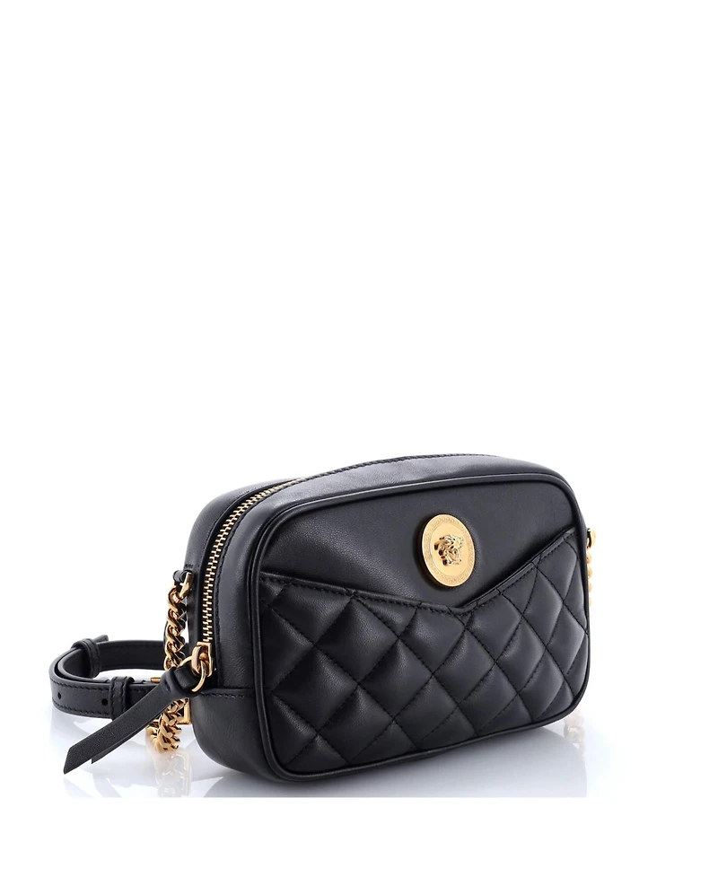Pre-Owned Versace Small Medusa Icon Front Slip Pocket Camera Bag Quilted Leather