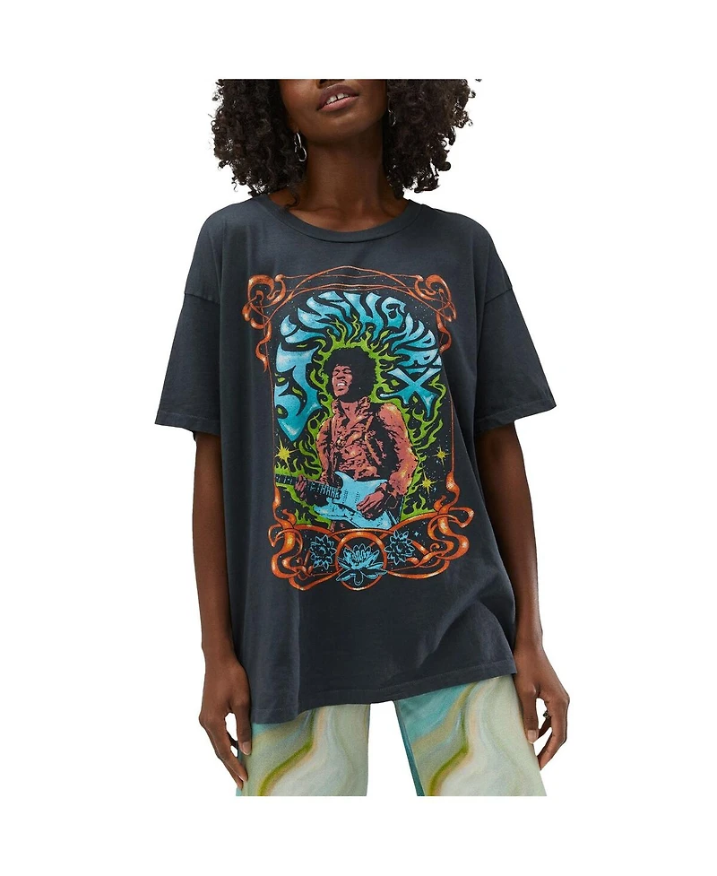 Daydreamer Women's Charcoal Jimi Hendrix Psychedelic Nouveau T-Shirt