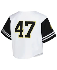 Established & Co. Women's White Iowa Hawkeyes Baseball Jersey Cropped T-Shirt