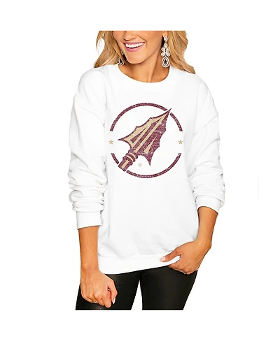 Gameday Couture Women's White Florida State Seminoles End Zone Pullover Sweatshirt