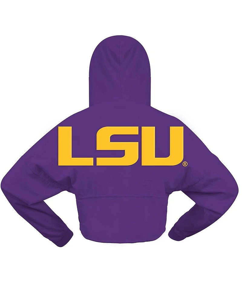 Spirit Jersey Women's Purple Lsu Tigers Oversized Cropped Pullover Hoodie