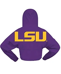 Spirit Jersey Women's Purple Lsu Tigers Oversized Cropped Pullover Hoodie