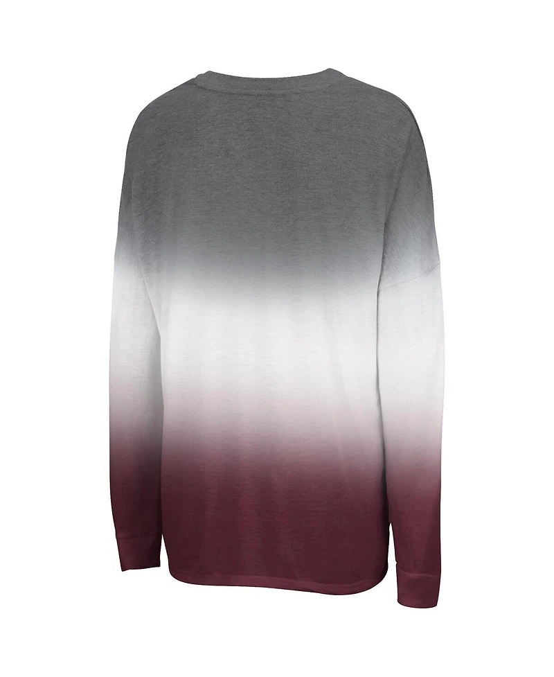 Colosseum Women's Gray Virginia Tech Hokies Winkle Dip Dye Long Sleeve T-Shirt