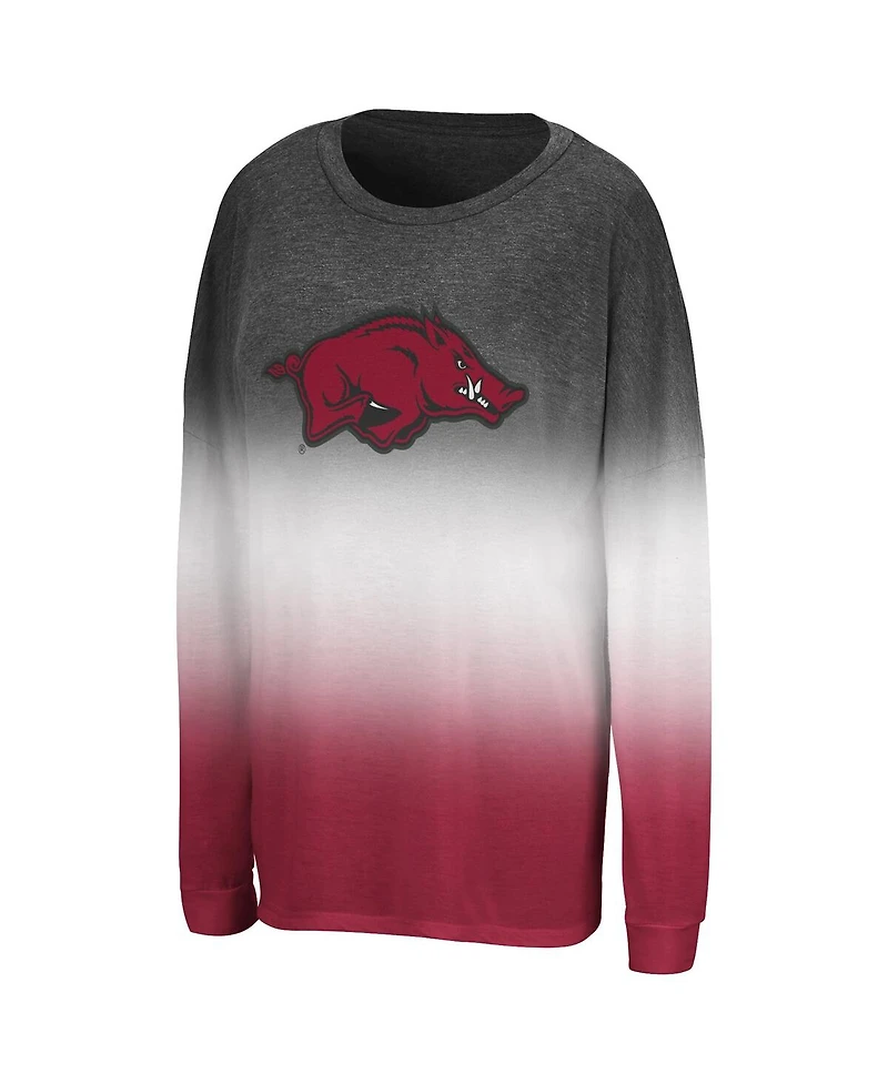 Colosseum Women's Black Arkansas Razorbacks Winkle Dip Dye Long Sleeve T-Shirt