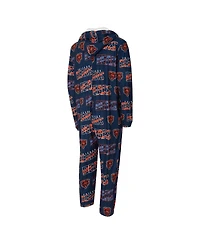 Concept Sport Men's Navy Chicago Bears Shuffle All-Over-Print Microfleece Full-Zip Union Suit