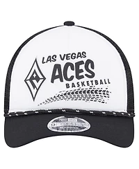 New Era Men's and Women's White/Black Las Vegas Aces 9FORTY A-Frame Graphic Trucker Hat