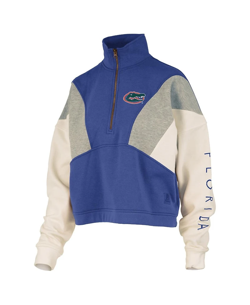 Pressbox Women's Royal Florida Gators Ferrara Color Block Quarter-Zip Sweatshirt