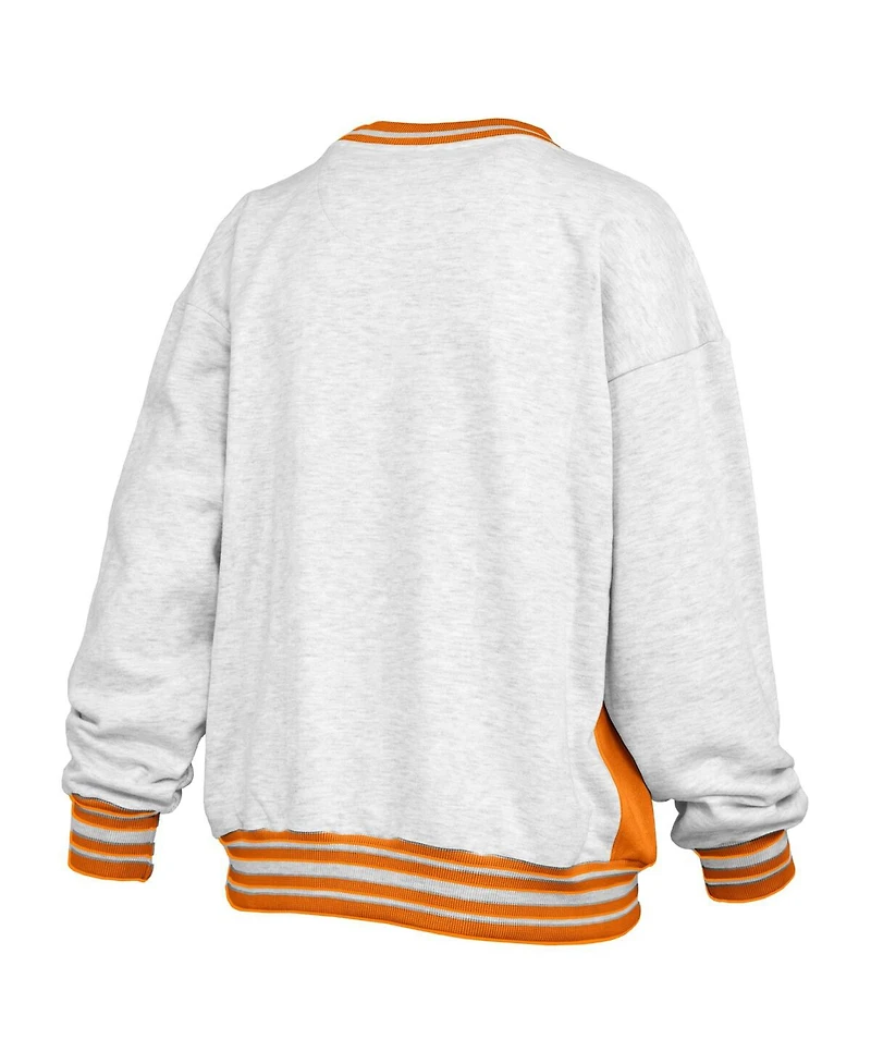Pressbox Women's Heather Gray/Tennessee Orange Tennessee Volunteers Endzone Crewneck Sweatshirt