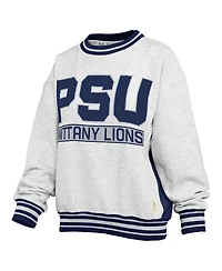 Pressbox Women's Heather Gray/Navy Penn State Nittany Lions Endzone Crewneck Sweatshirt