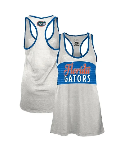 Pressbox Women's White/Royal Florida Gators Tracy Racerback Burnout Tank Top