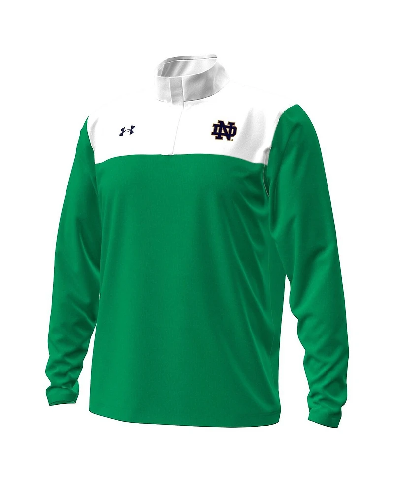 Under Armour Men's Green/White Notre Dame Fighting Irish Green Blocked Quarter-Zip Pullover