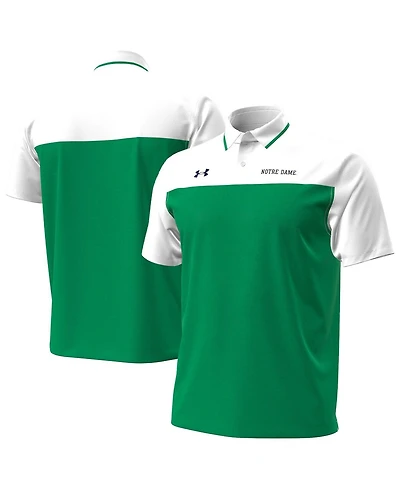 Under Armour Men's Green/White Notre Dame Fighting Irish Green Blocked Polo Shirt