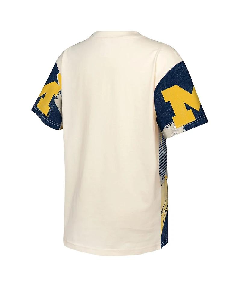 Outerstuff Big Boys and Girls Cream Michigan Wolverines Make Noise T-Shirt