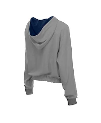 New Era Men's Heather Gray Houston Astros Reversed Out French Terry Quarter-Zip Banded Crop Hoodie