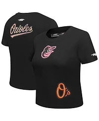 Pro Standard Women's Black Baltimore Orioles Game Day Classics Baby Doll Cropped T-Shirt