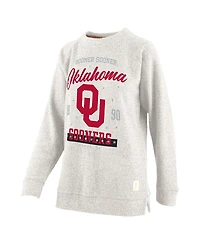 Pressbox Women's Oatmeal Oklahoma Sooners Plus Comfy Cairo Terry Pullover Sweatshirt