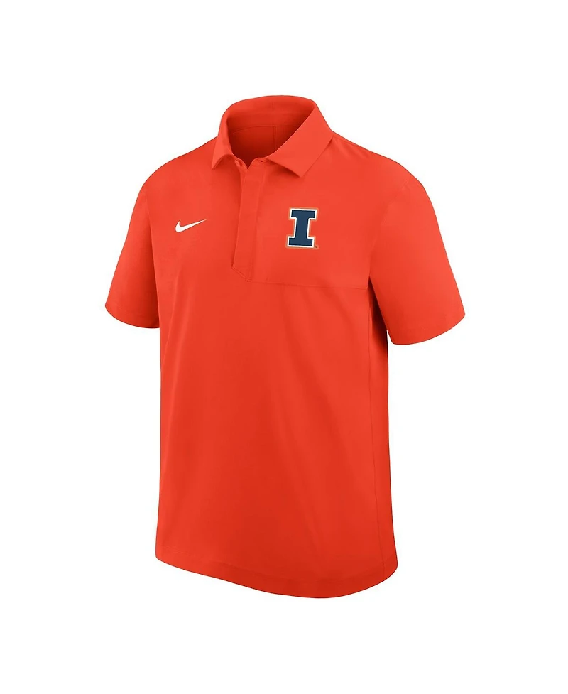 Nike Men's Orange Illinois Fighting Illini Woven Dri-fit Polo Shirt
