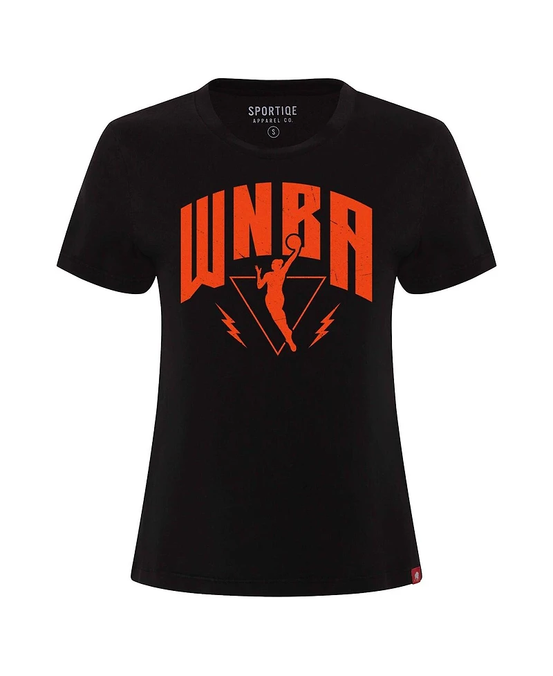 Sportiqe Women's Black Wnba Logo woman Arcadia Premium T-Shirt