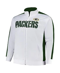 Fanatics Men's White Green Bay Packers Big Tall Tricot Full-Zip Track Jacket