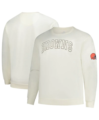 Profile Men's Cream Cleveland Browns Big Tall Fleece Sweatshirt