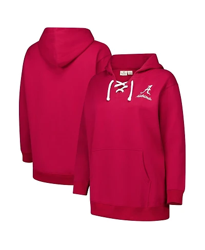Fanatics Women's Crimson Alabama Tide Plus Scrip Lace-Up V-Neck Hoodie