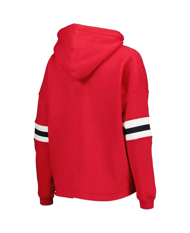 Pressbox Women's Crimson Oklahoma Sooners Super Pennant Pullover Hoodie