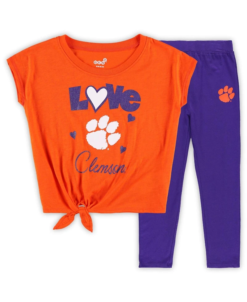 Outerstuff Toddler 2-Piece Orange/Purple Clemson Tigers Forever Love Team T-Shirt and Leggings Set