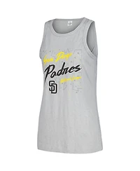 Soft as a Grape Women's Gray San Diego Padres Gauze High Neck Tank Top