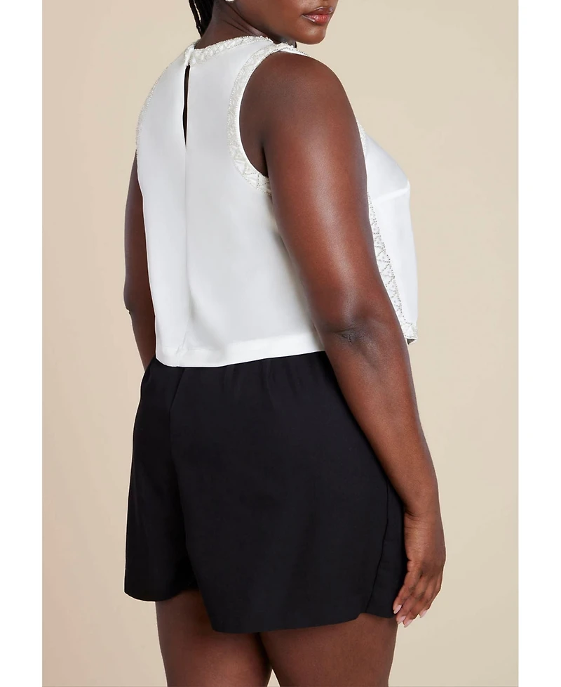 Eloquii Women's Plus Embellished Sleeveless Boxy Shirt