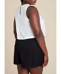 Eloquii Women's Plus Embellished Sleeveless Boxy Shirt
