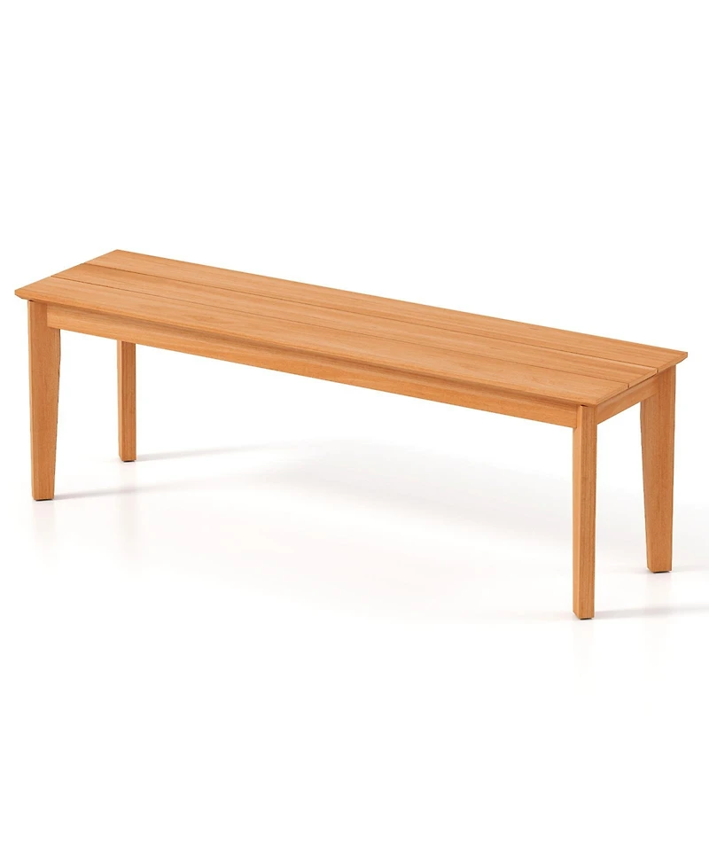Gymax 55'' Teak Wood Bench 3-Person Backless Seating w/ 880 Lbs Weight Capacity