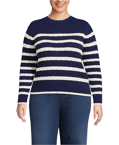 Lands' End Women's Plus Drifter Modern Cable Crew Sweater