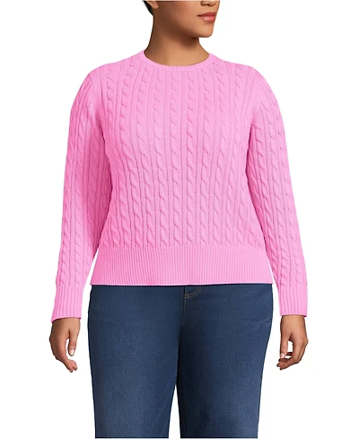 Lands' End Women's Plus Drifter Modern Cable Crew Sweater