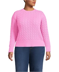 Lands' End Women's Plus Drifter Modern Cable Crew Sweater