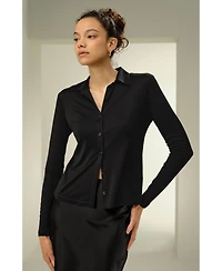 Lilysilk Basic Slim Silk Jersey Shirt