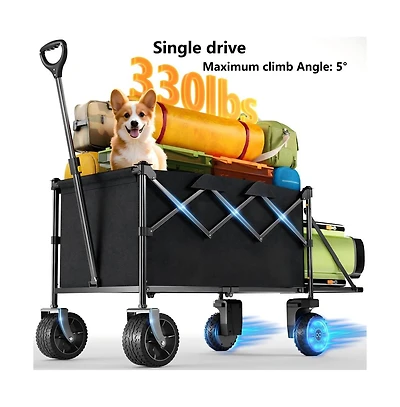 Dual-drive foldable electric multi-functional sports equipment trolley: Equipped with 360° all-terrain capability, dual 300-watt motors and 6.5-i